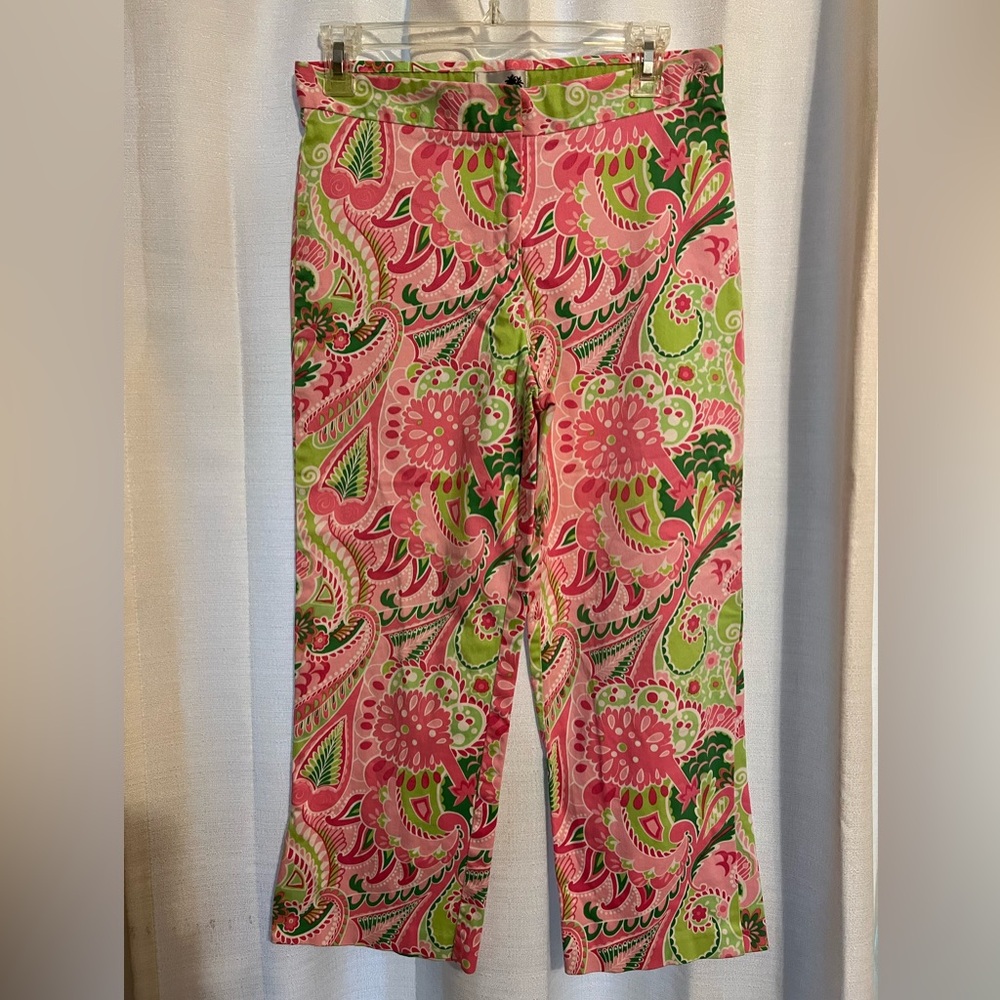 Island Republic Pink and Green Patterned Capri Pants Size 2